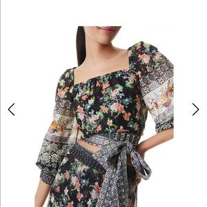Alice and Olivia clarabelle tie front blouse